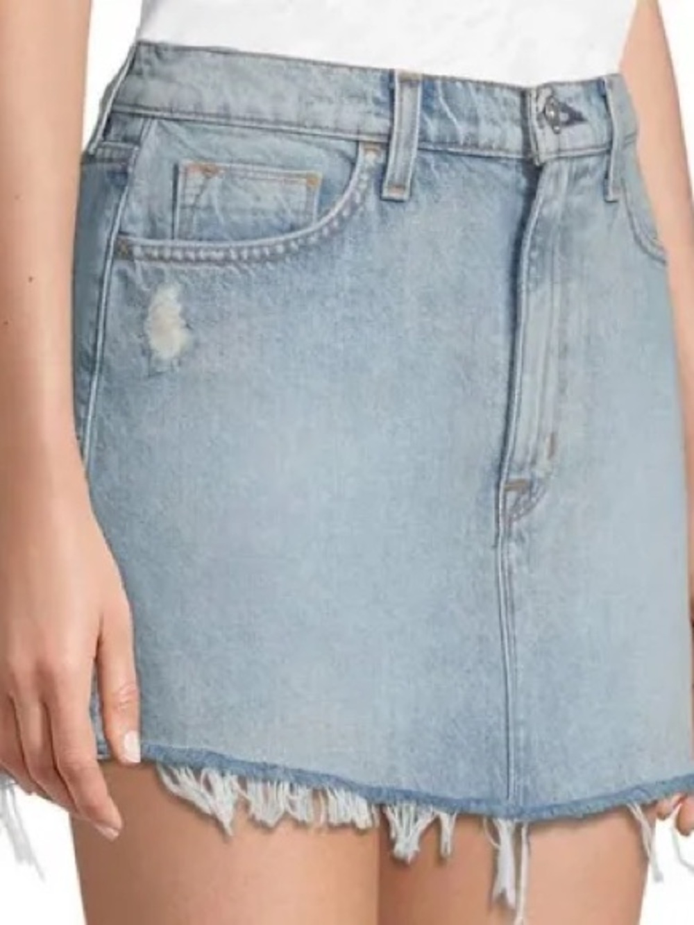 Hudson Jeans Light Blue Denim Frayed Hem Mini‎ Skirt size 25